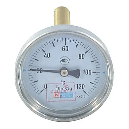 Термометр биметалл ТБ63 120С Дк63 L=80 G1/2 осевой Метер