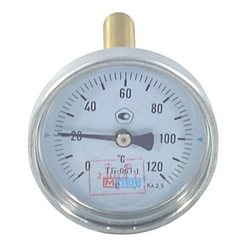 Термометр биметалл ТБ63 120С Дк63 L=80 G1/2 осевой Метер